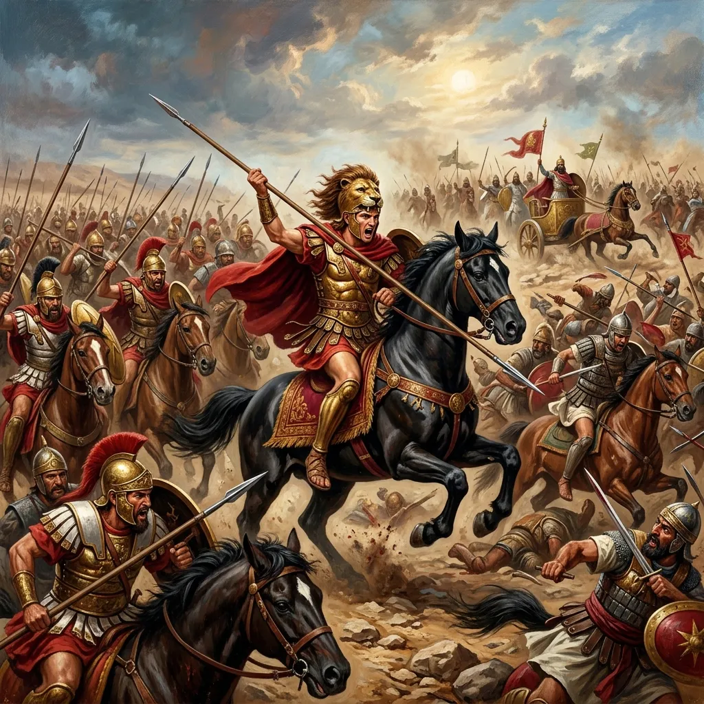 The Alexander Mosaic showing Alexander facing Darius III at the Battle of Issus