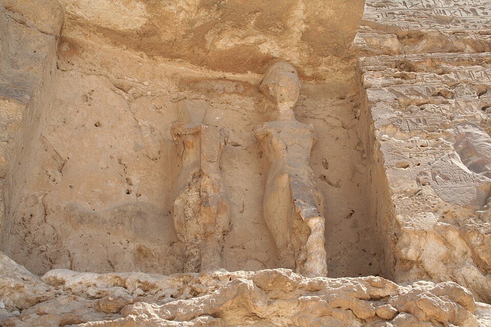 Detail of limestone relief showing royal domestic intimacy in the Amarna art style