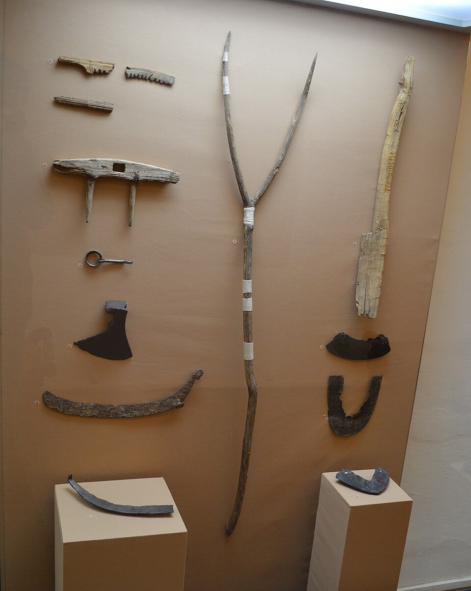 Collection of medieval iron agricultural tools