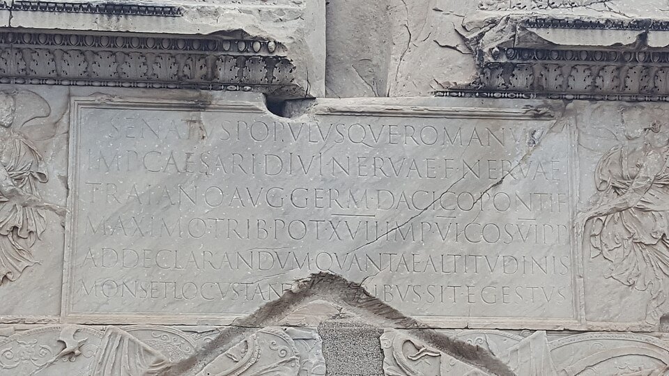 Trajan's Column base dedication inscription