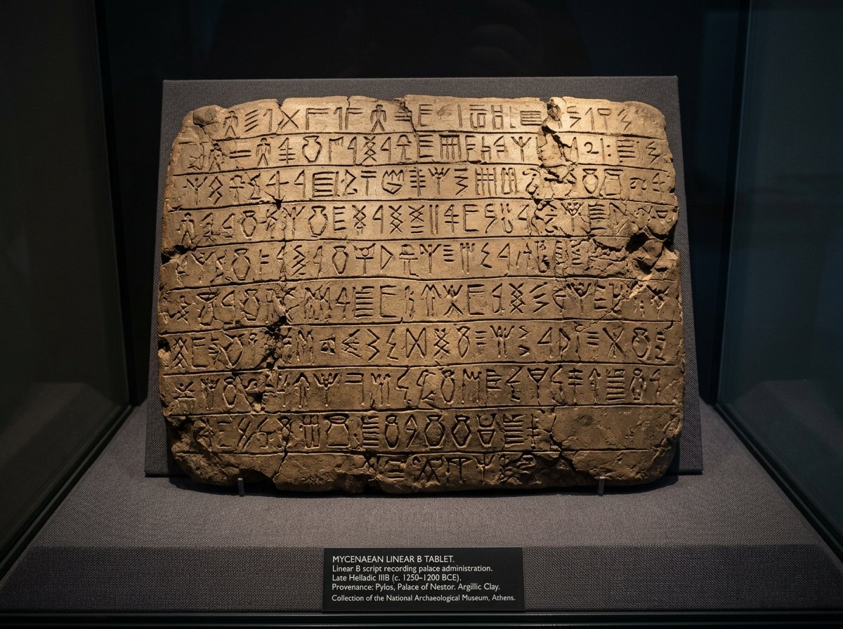 Linear B Inscribed Clay Tablet