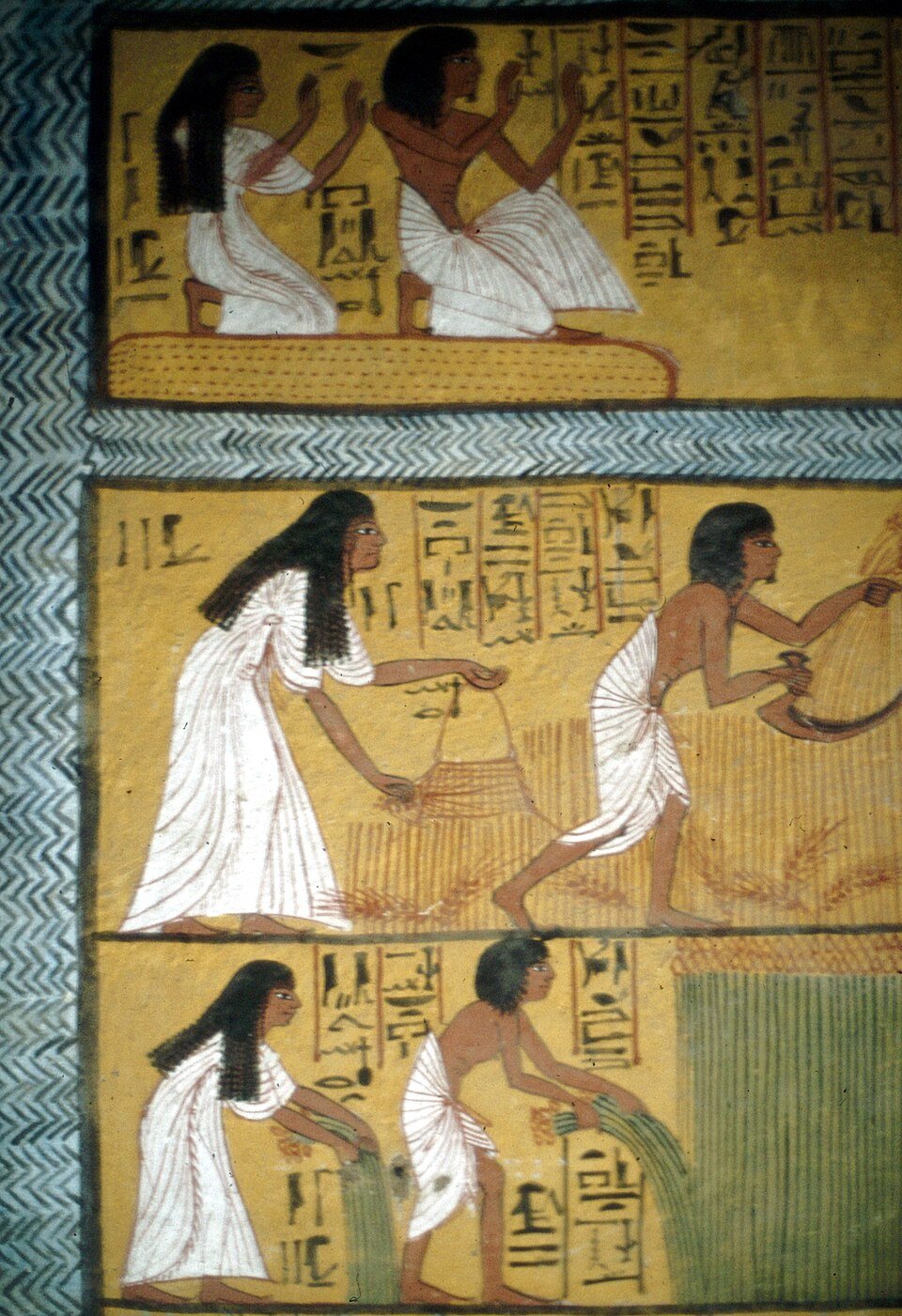 Tomb of Sennedjem harvesting wheat mural