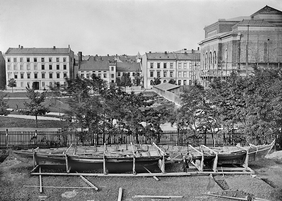 Excavated Oseberg Viking Ship in Oslo Museum
