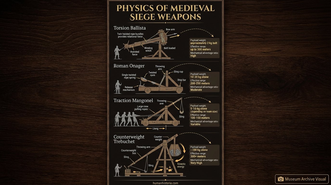 Ancient & Medieval Siege Weapons: Physics & Range Comparison