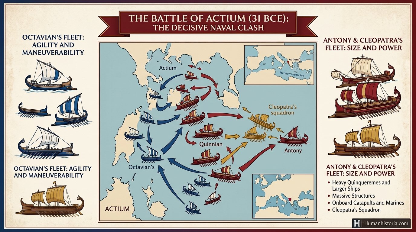 The Battle of Actium (31 BCE) Infographic