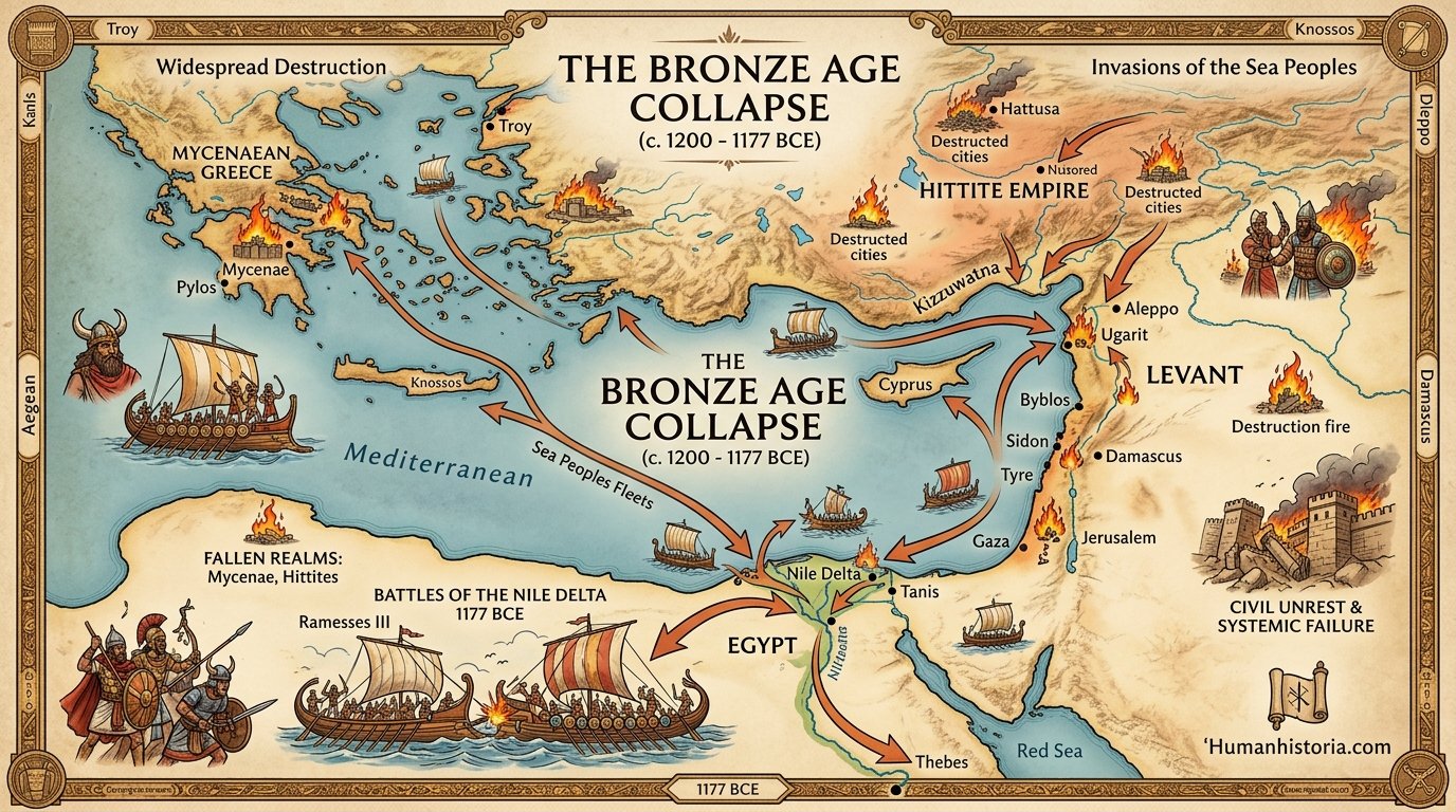 The Late Bronze Age Collapse Map Infographic