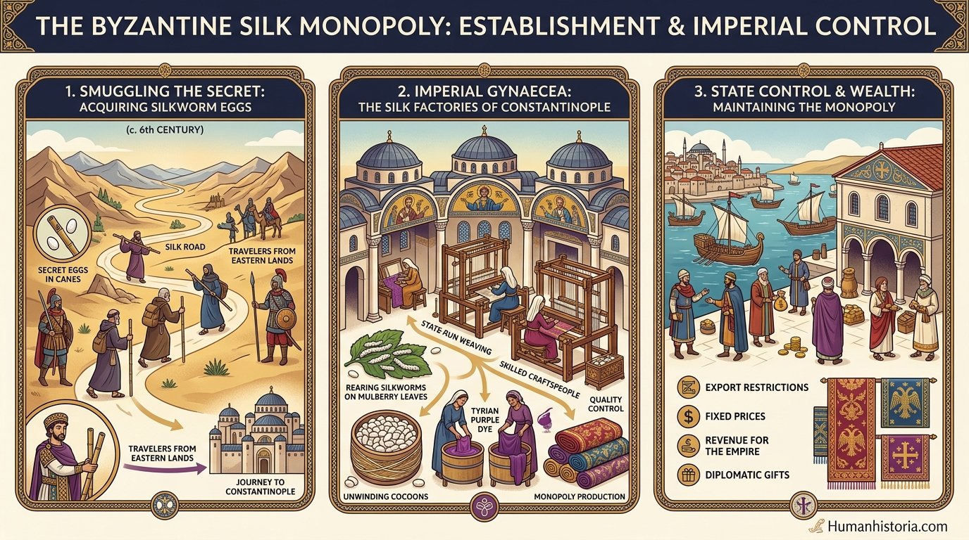 The Byzantine Silk Monopoly Infographic