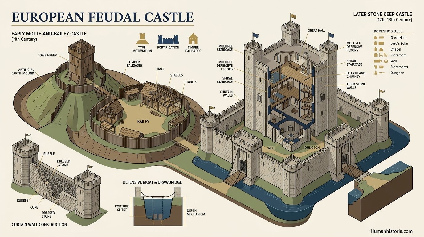 European Feudal Castle: Motte-and-Bailey to Stone Keep