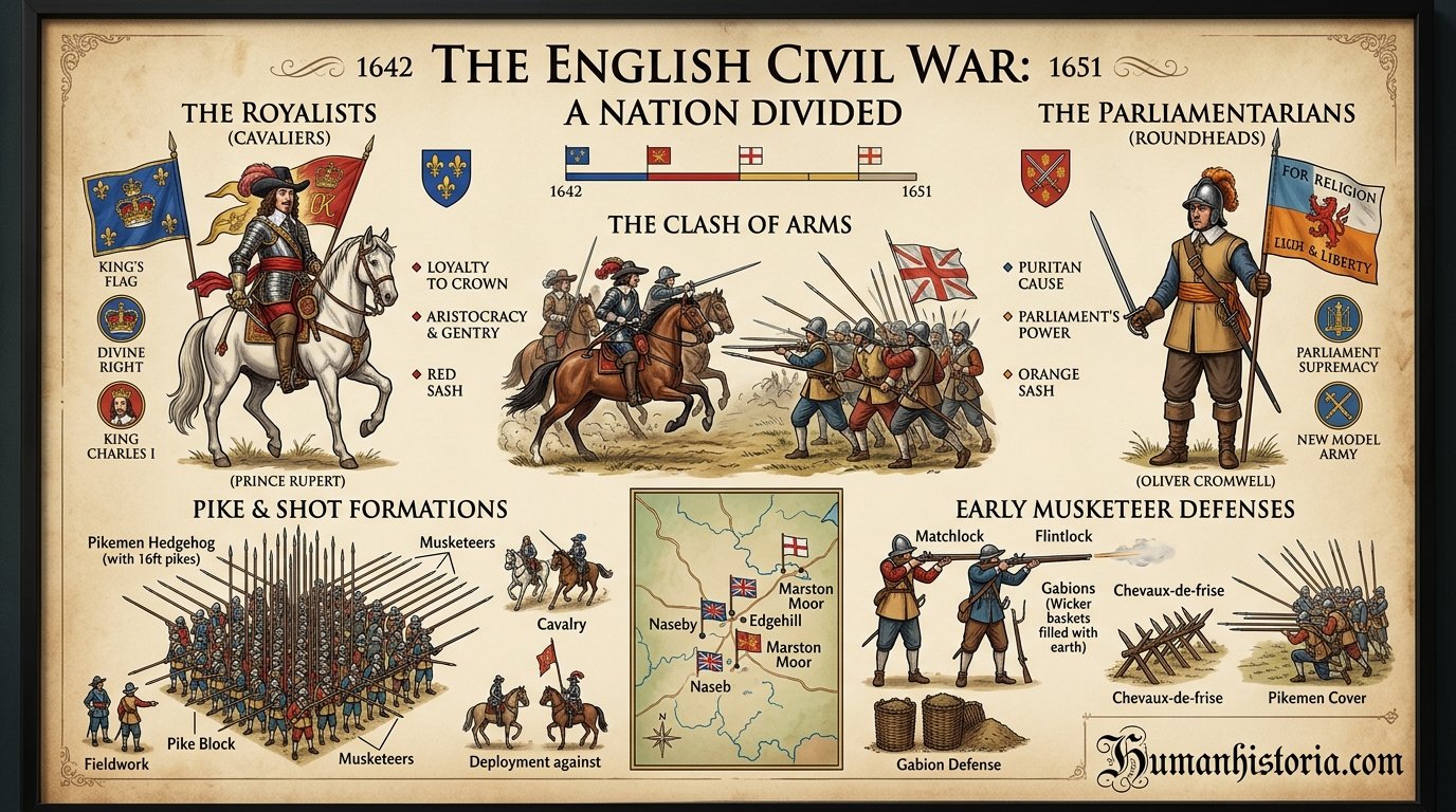 The English Civil War (1642–1651) Infographic