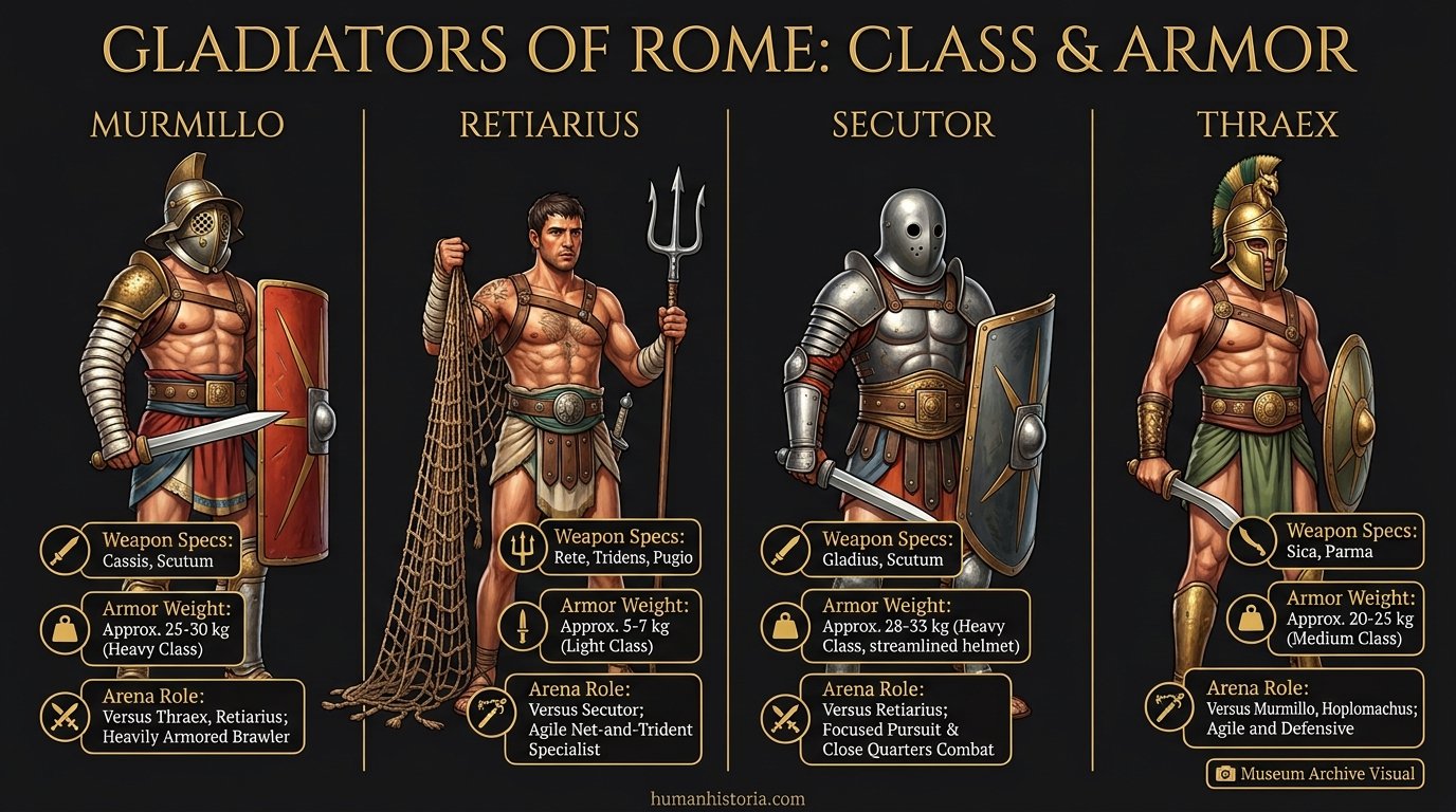 Roman Gladiator Types & Arena Armor Comparison