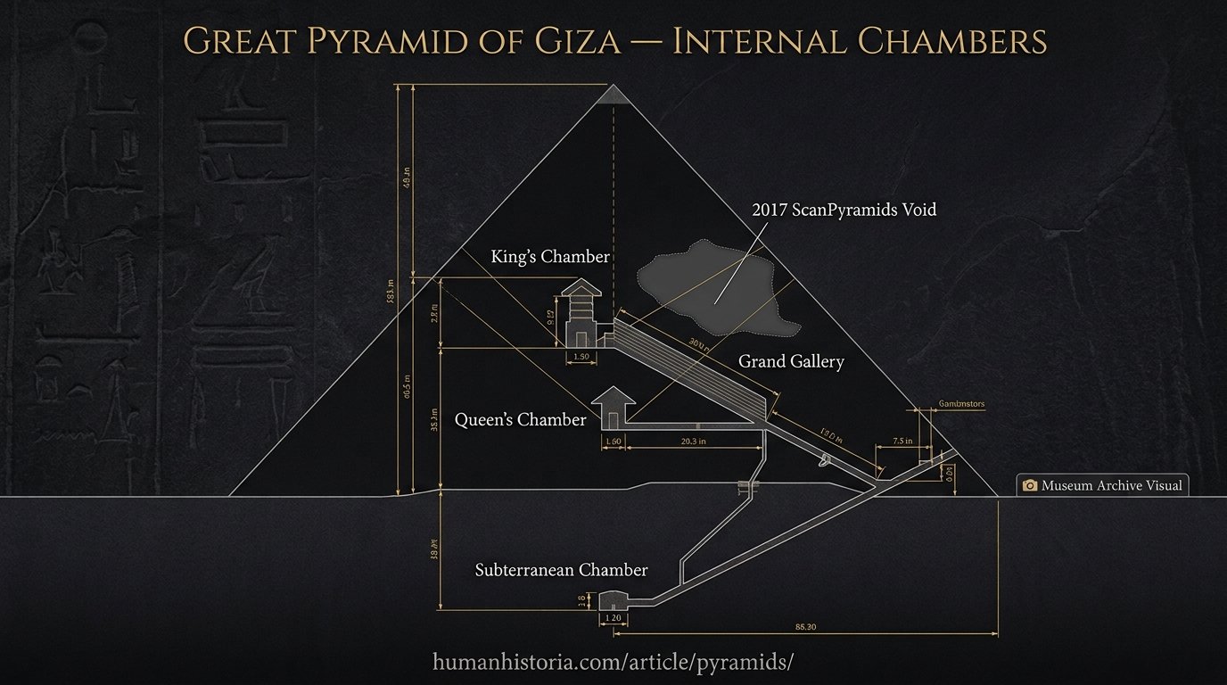 Great Pyramid of Giza: Internal Chambers Architectural Blueprint