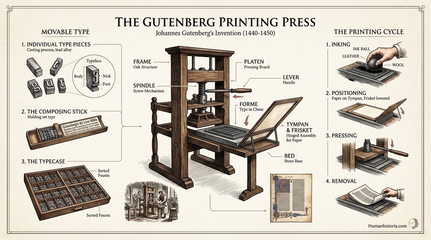 Movable Type Printing Press: Johannes Gutenberg & East Asian Precursors