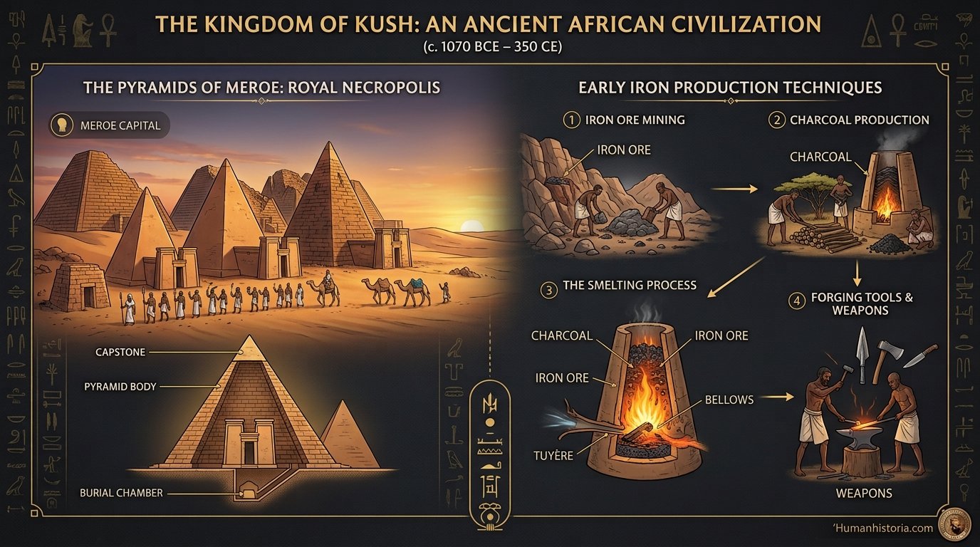 The Kingdom of Kush & Nubian Pyramids Infographic