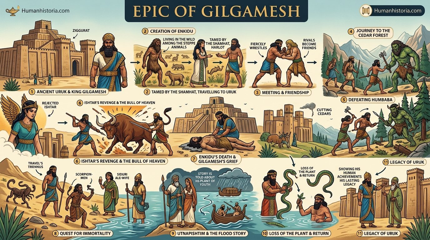 The Epic of Gilgamesh & Clay Tablets Infographic