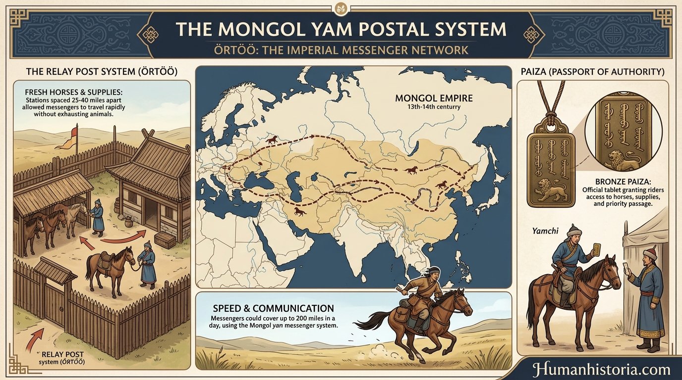 The Mongol Yam Horse Postal Relay Infographic
