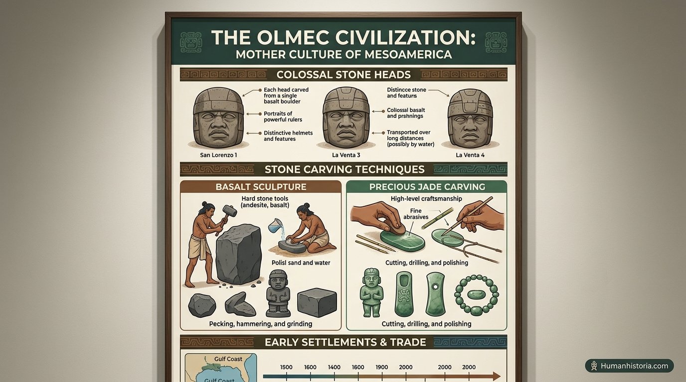 The Olmec Civilization & Basalt Colossal Heads Infographic