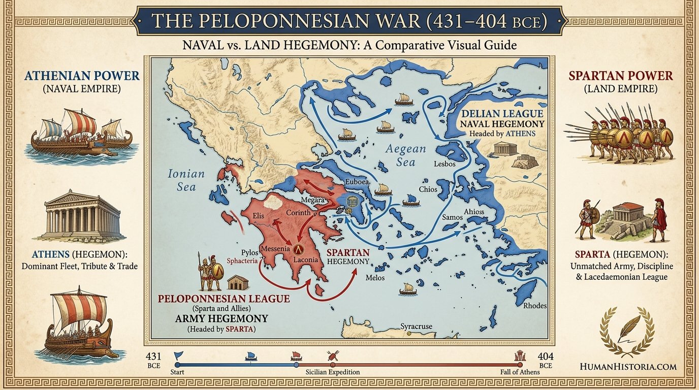 The Peloponnesian War (431–404 BCE) Campaign Infographic