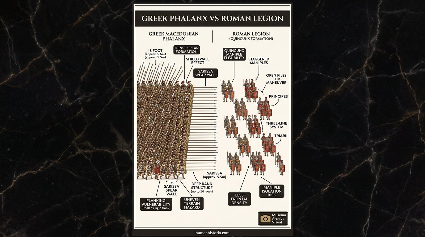 Macedonian Phalanx vs Roman Legion: Battle Formation Diagram