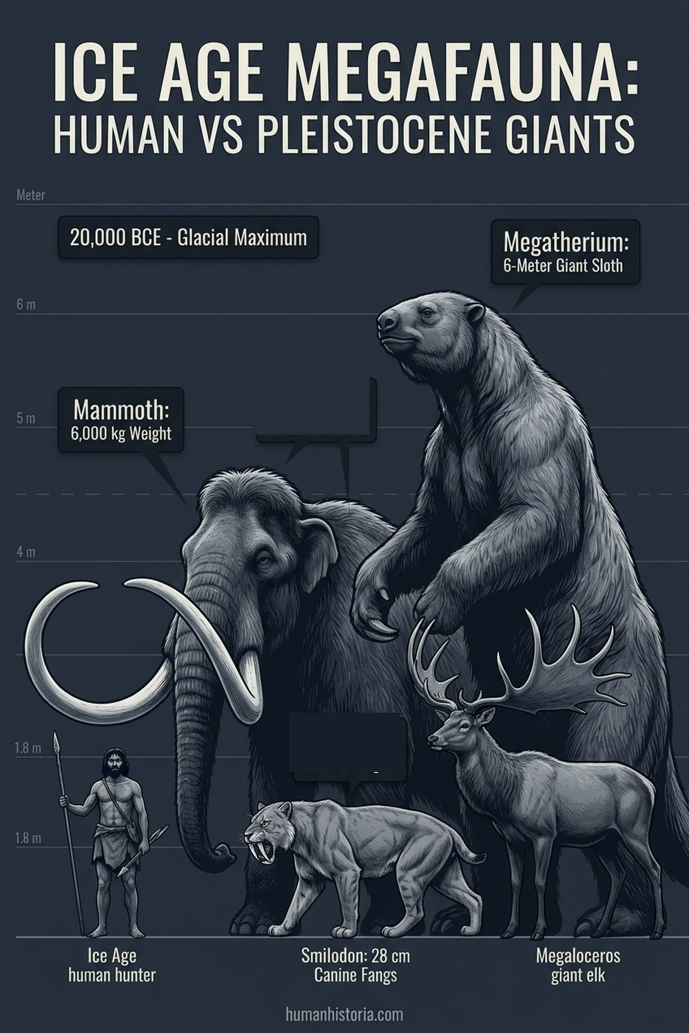 Ice Age Megafauna: Human Hunter vs. Pleistocene Giants (20,000 BCE)