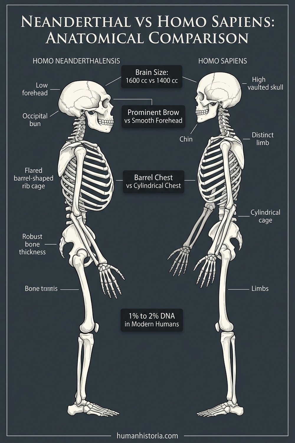 Neanderthal vs. Homo Sapiens: Comparative Skeletal Anatomy