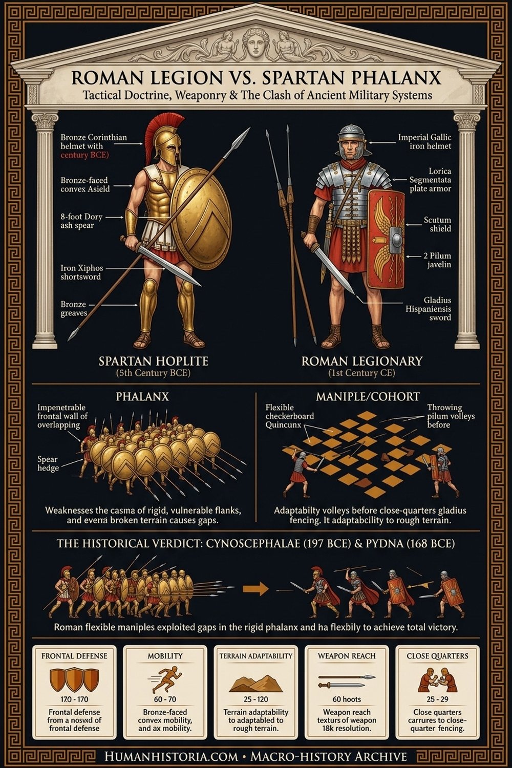 Roman Legion vs. Spartan Phalanx: Tactical Doctrine & Combat Comparison