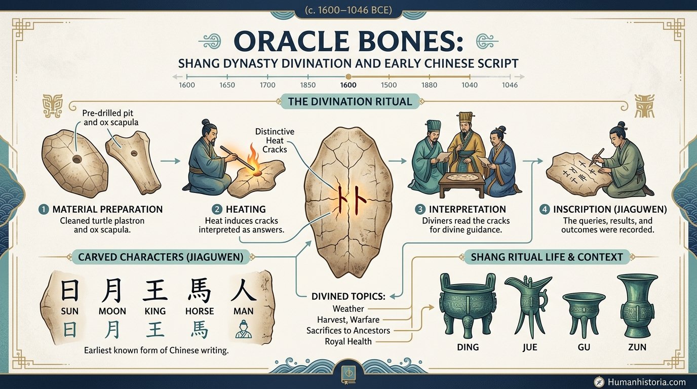 The Shang Dynasty & Oracle Bones Script Infographic
