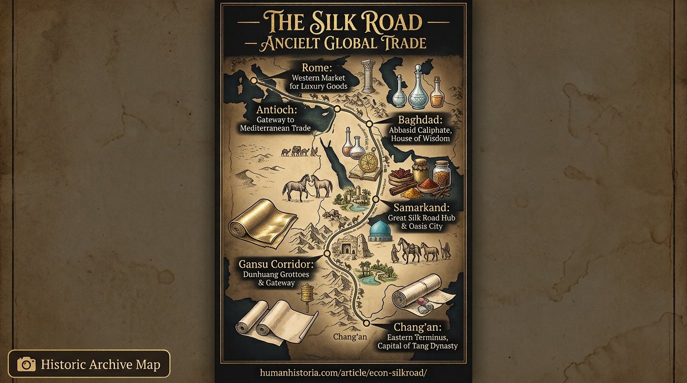 The Ancient Silk Road: 4,000 Miles of Global Commerce Map