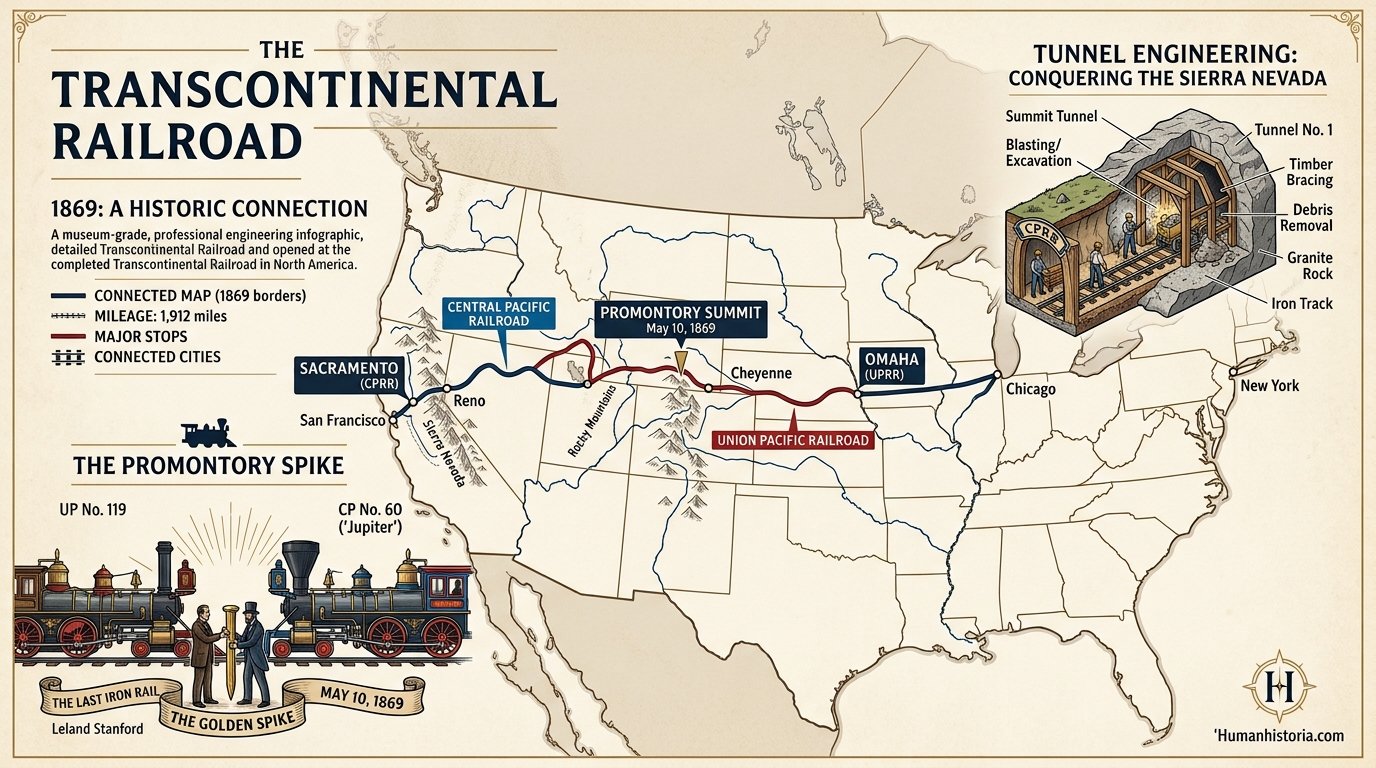 The Transcontinental Railroad (1869) Infographic