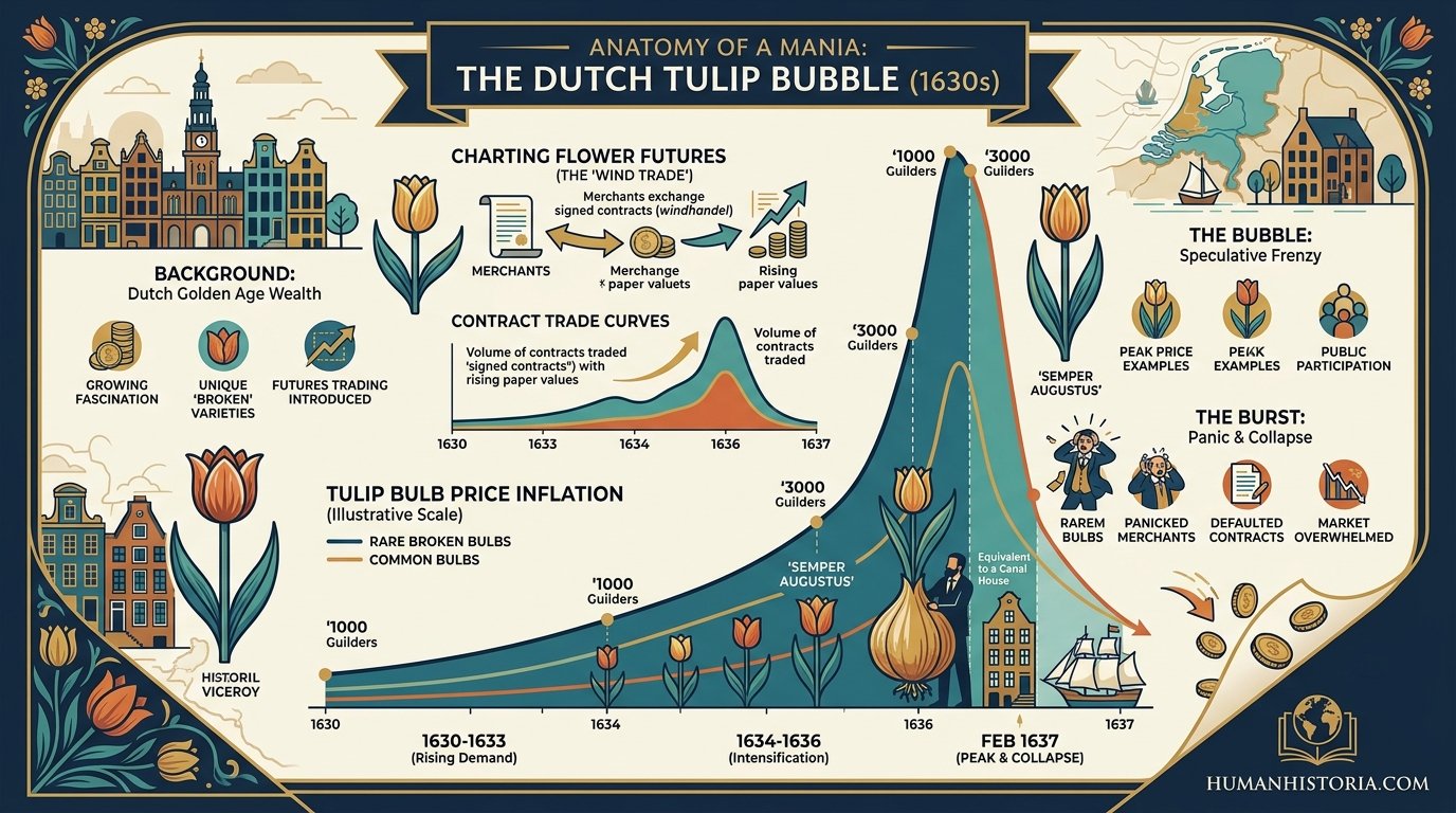 Dutch Tulipmania Speculative Bubble & Market Crash Infographic