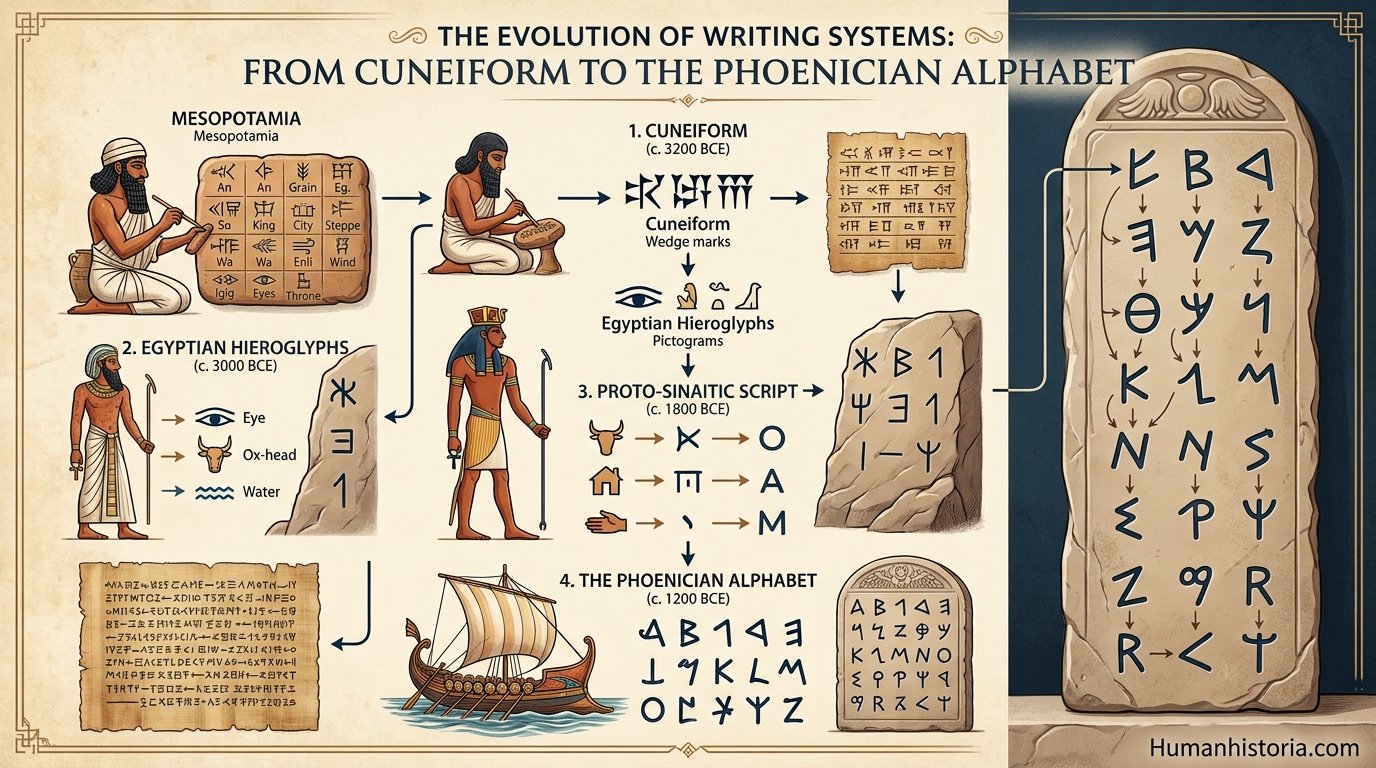 The Evolution of Writing Systems: Cuneiform to Phoenician